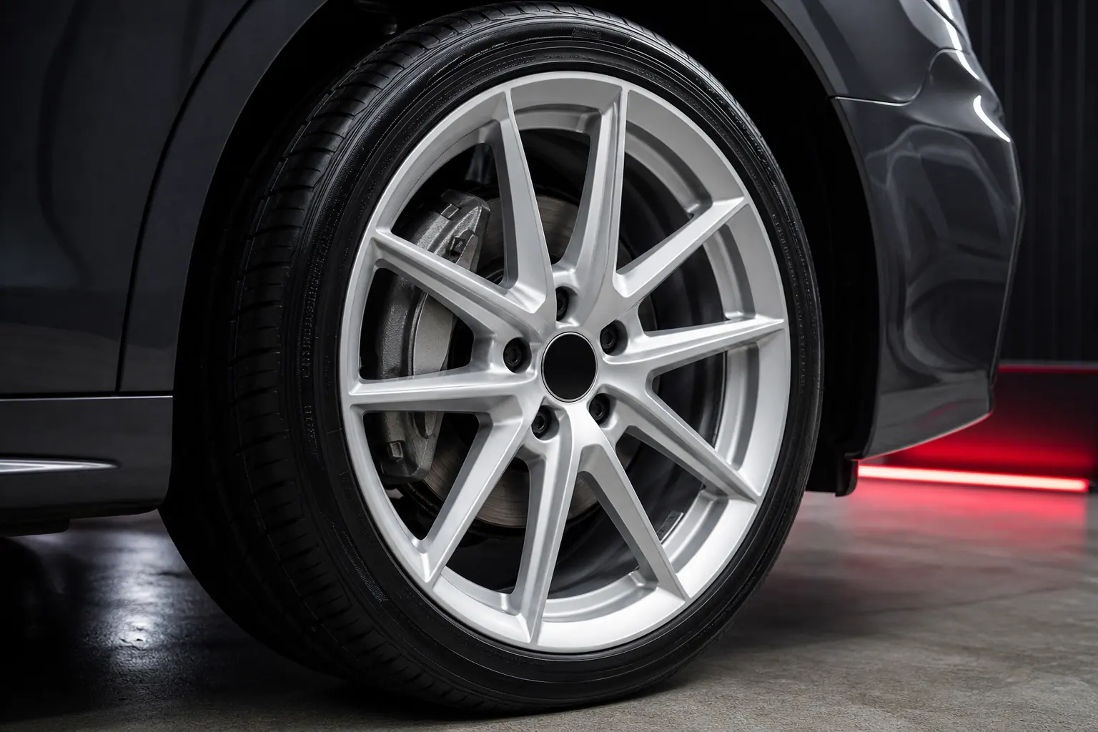 Example image: cleaned alloy wheel and detailed tyre